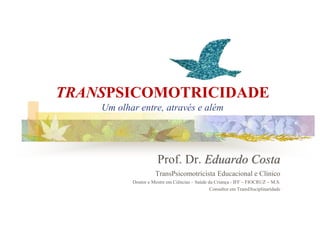 Prof. Dr. Eduardo Costa
TransPsicomotricista Educacional e Clínico
Doutor e Mestre em Ciências – Saúde da Criança - IFF – FIOCRUZ – M.S.
Consultor em TransDisciplinaridade
TRANSPSICOMOTRICIDADE
Um olhar entre, através e além
 