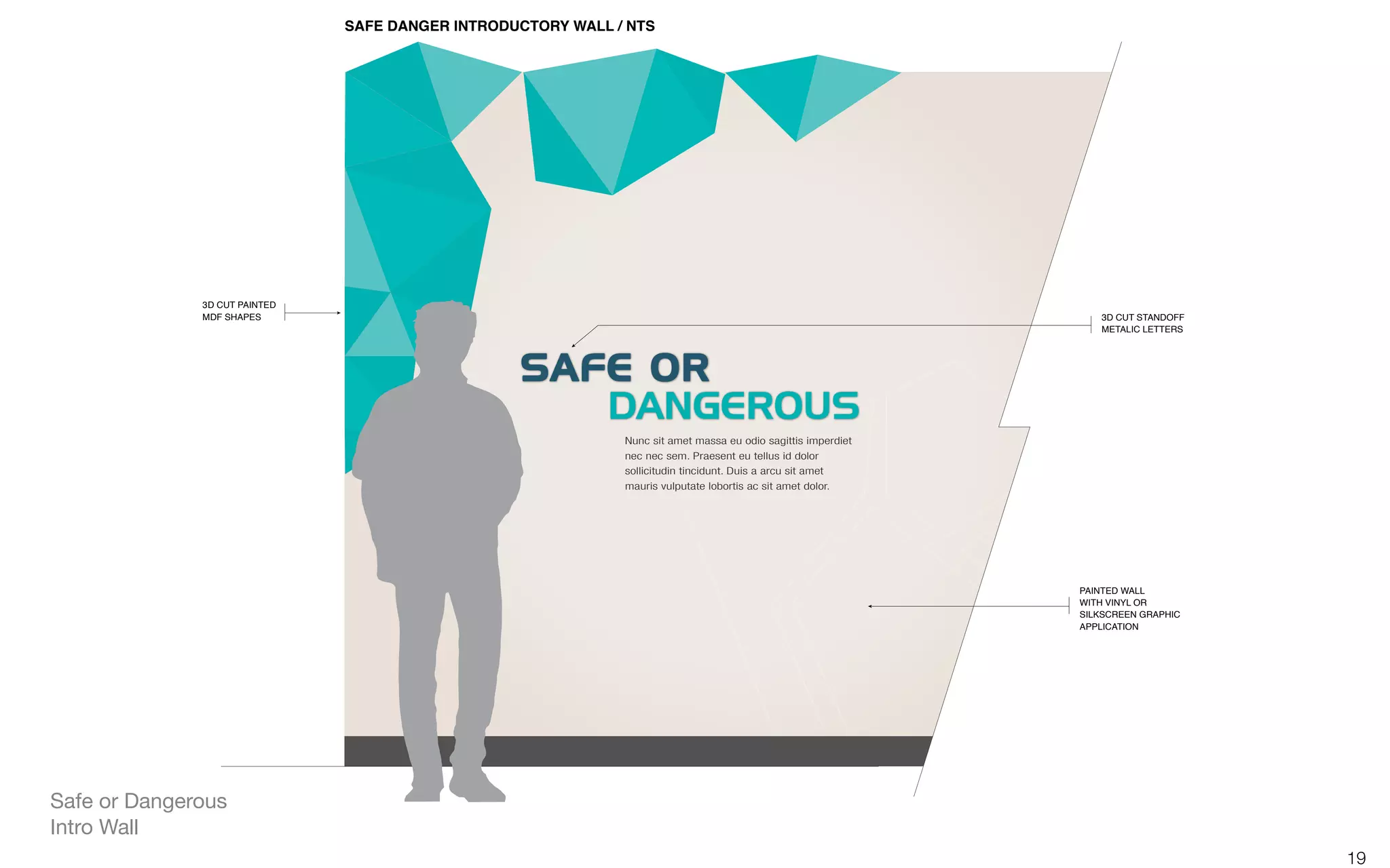 Nunc sit amet massa eu odio sagittis imperdiet
nec nec sem. Praesent eu tellus id dolor
sollicitudin tincidunt. Duis a arcu sit amet
mauris vulputate lobortis ac sit amet dolor.
!"#$%&"'($)%*'+),&-.+,)/%0"11%2%'+!
!"#$%&#'()*&+"#
,"-#./('+.
'()*&+"#0(11
0)&/#2)*31#45#
.)16.$5++*#75('/)$
(''1)$(&)4*
!"#$%&#.&(*"4--#
,+&(1)$#1+&&+5.
19
Safe or Dangerous
Intro Wall
 
