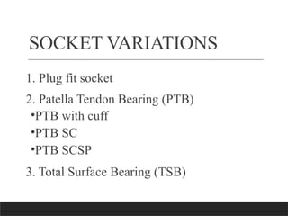 Ptb Socket Design Comprehensive Overview of Transtibial Prosthetic Socket Designs and ...