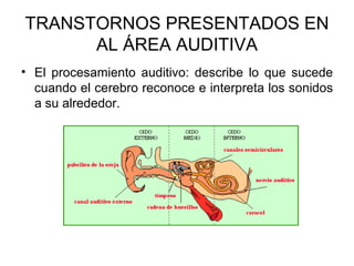 TRANSTORNOS PRESENTADOS EN AL ÁREA AUDITIVA ,[object Object]