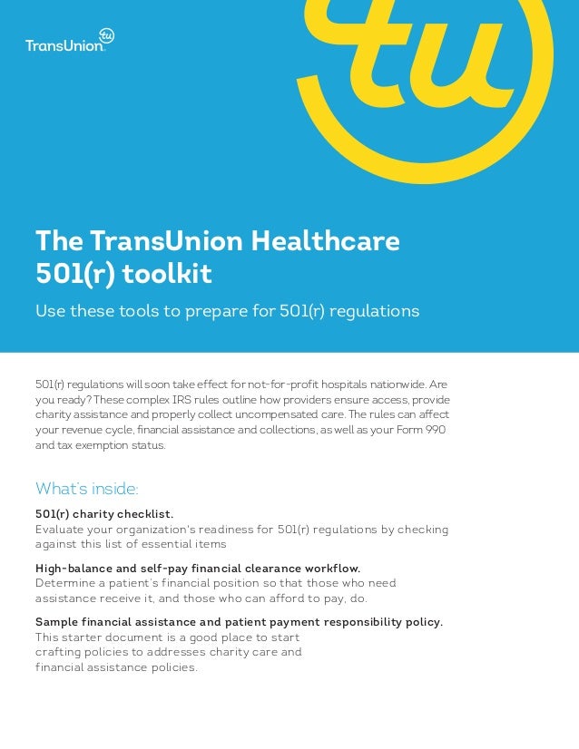 Transunion Healthcare 501 R Toolkit