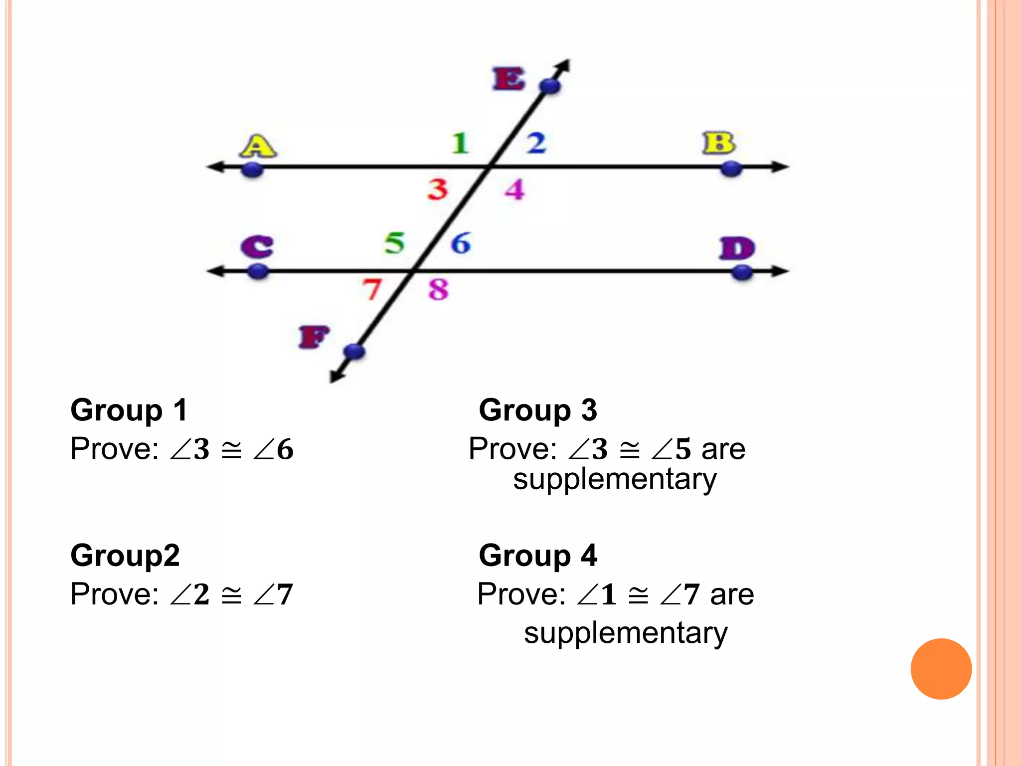 Angles Formed by Parallel Lines Cut by a Transversal | PPTX | Science