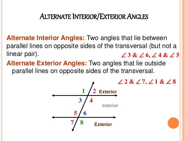 Angles Formed By Parallel Lines Cut By A Transversal