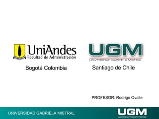 UNIVERSIDAD GABRIELA MISTRAL Santiago de Chile Bogot á  Colombia PROFESOR: Rodrigo Ovalle 