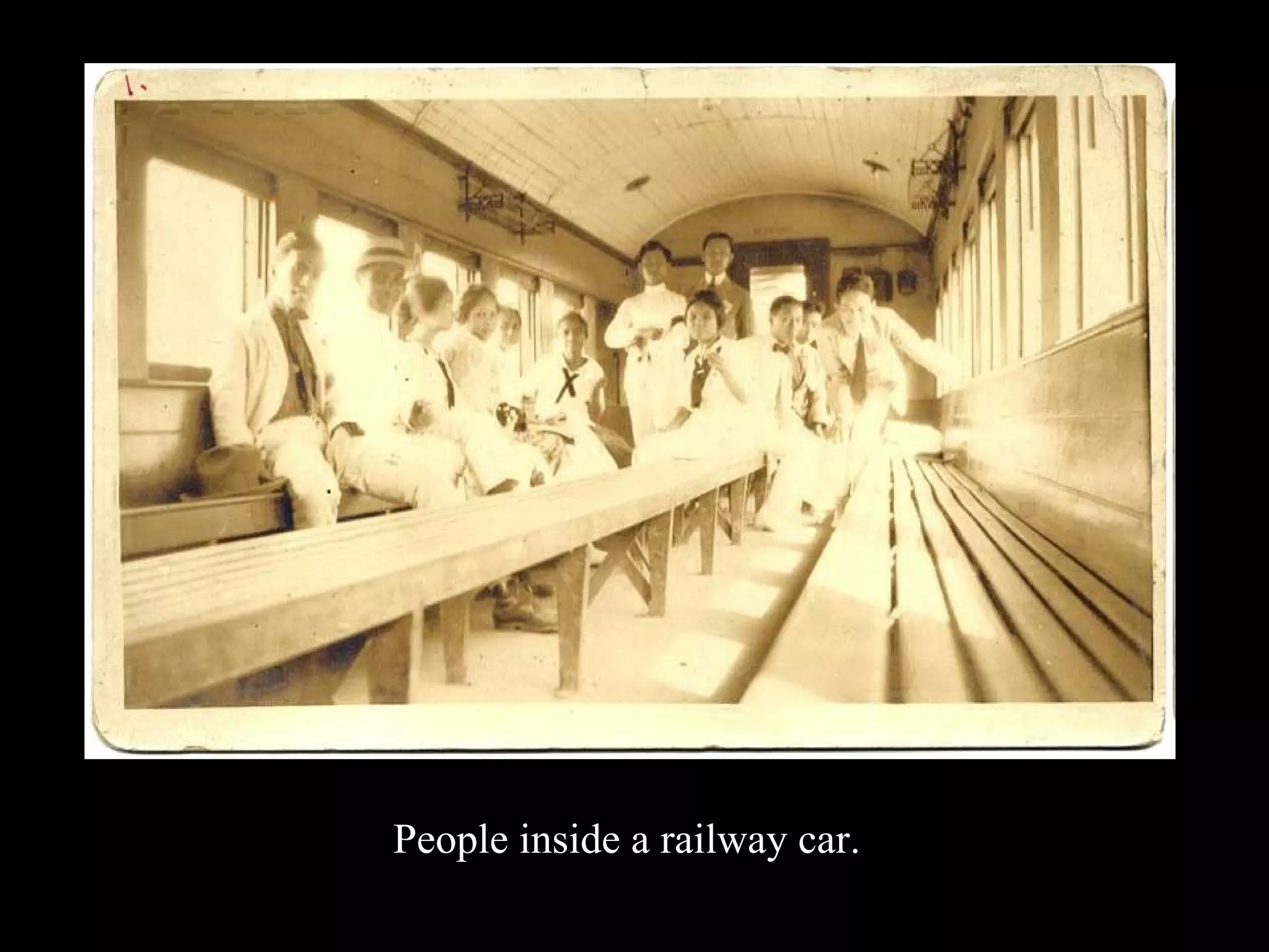 People inside a railway car. 
