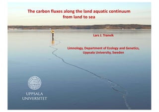 Lars J. Tranvik
Limnology, Department of Ecology and Genetics,
Uppsala University, Sweden
The carbon fluxes along the land aquatic continuum
from land to sea
 