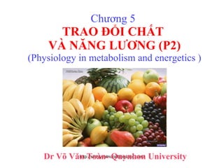 Chương 5  TRAO ĐỔI CHẤT  VÀ NĂNG LƯƠNG (P2) (Physiology in metabolism and energetics ) Dr Võ Văn Toàn- Quynhon University 