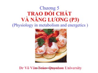 Chương 5  TRAO ĐỔI CHẤT  VÀ NĂNG LƯƠNG (P3) (Physiology in metabolism and energetics ) Dr Võ Văn Toàn- Quynhon University 
