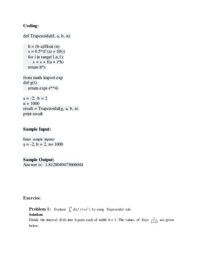 Trapezoidal Method In Numerical Analysis