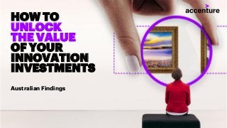 Copyright © 2018 Accenture All rights reserved.
HOW TO
UNLOCK
THE VALUE
OF YOUR
INNOVATION
INVESTMENTS
Australian Findings
 