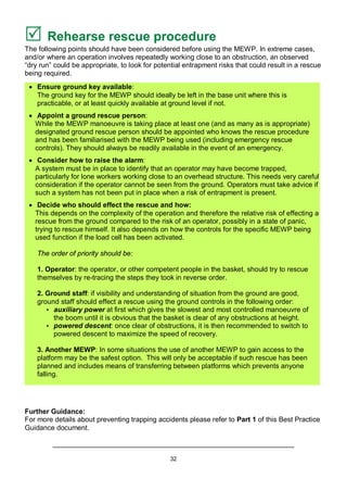 Mewp Rescue Checklist.pdf Trapping and Crushing in MEWPS - Guidance from Strategic Forum Plant ...