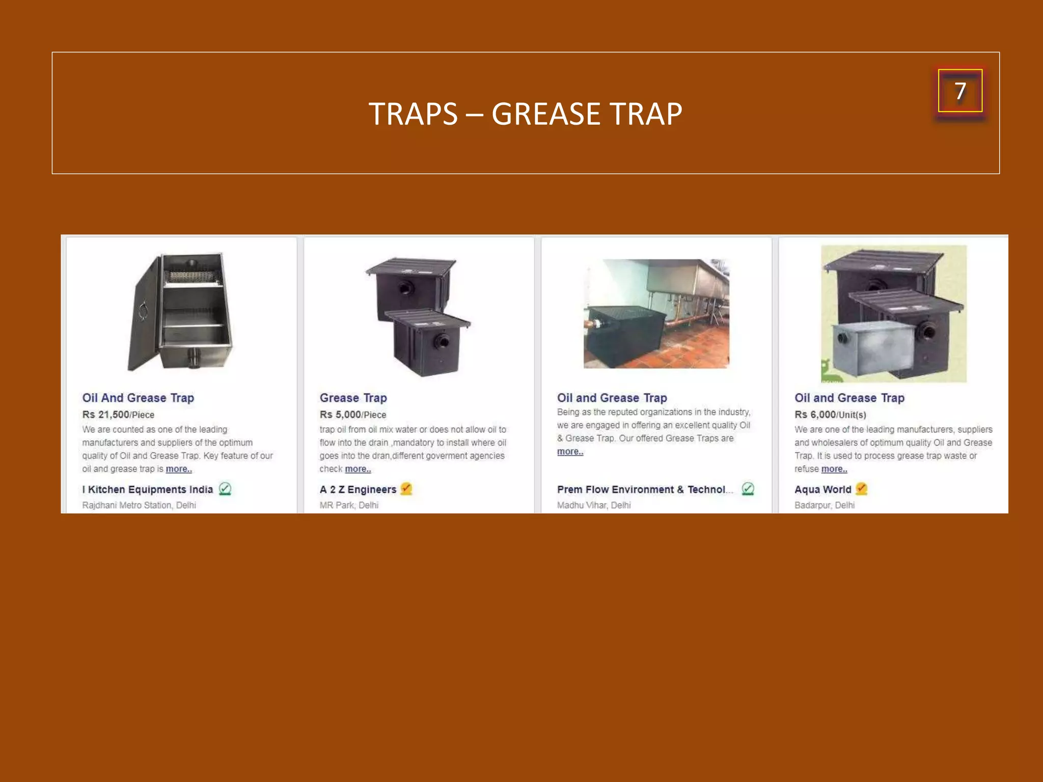 TRAPS – GREASE TRAP
7
