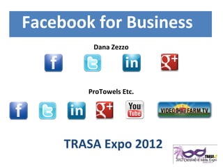 Presenter: TRASA Expo 2012 Facebook for Business  Dana Zezzo ProTowels Etc. 