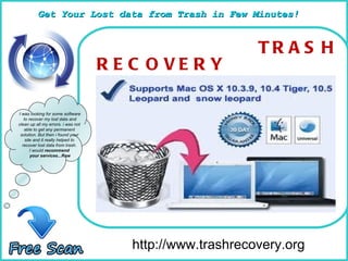 How To Remove http://www.trashrecovery.org I was looking for some software to recover my lost data and  clean up all my errors. i was not  able to get any permanent  solution. But then i found your  site and it really helped to  recover lost data from trash.  I would  recommend  your services...Raw Get Your Lost data from Trash in Few Minutes! TRASH RECOVERY  