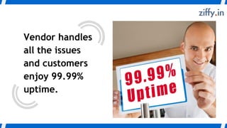 Vendor handles
all the issues
and customers
enjoy 99.99%
uptime.
 