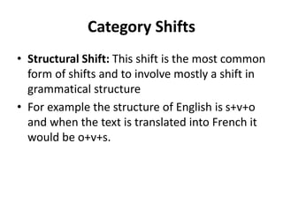 Shift In English Example Trasnlation shift | PPTX