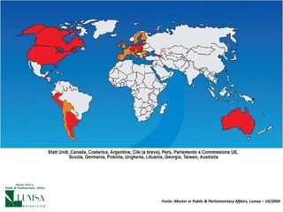 Fonte: Master in Public & Parliamentary Affairs, Lumsa – 10/2009 