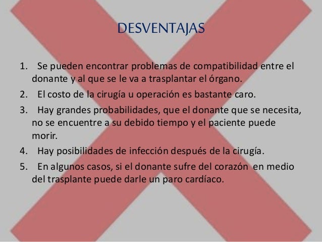 Trasplantes, ventajas e inconvenientes