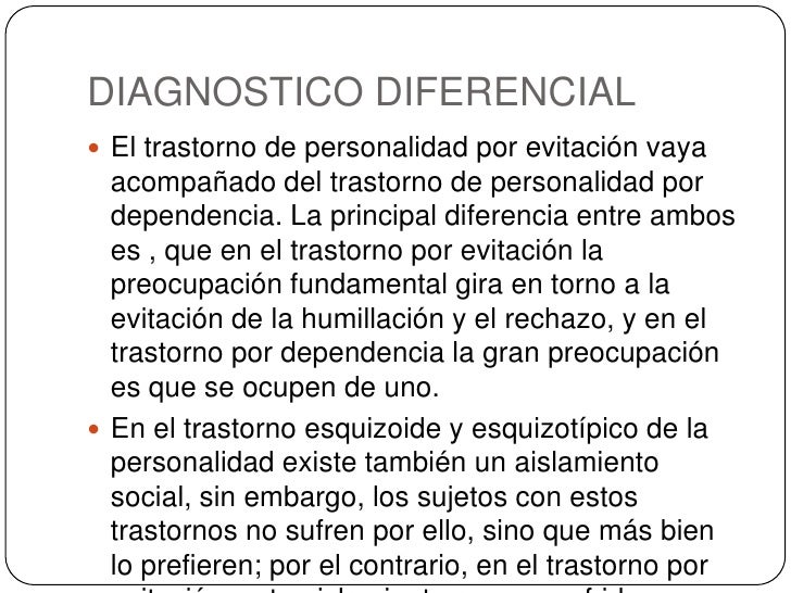 trastorno evitativo de la personalidad diagnostico diferencial
