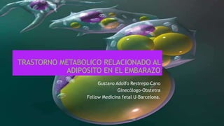 TRASTORNO METABOLICO RELACIONADO AL
ADIPOSITO EN EL EMBARAZO
Gustavo Adolfo Restrepo Cano
Ginecólogo-Obstetra
Fellow Medicina fetal U-Barcelona.
 