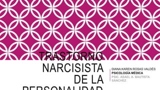 TRASTORNO
NARCISISTA
DE LA
DIANA KAREN ROSAS VALDÉS
PSICOLOGÍA MÉDICA
PSIC. ASAEL A. BAUTISTA
SÁNCHEZ
 