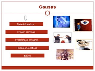 Causas Imagen Corporal  Problemas Familiares  Factores Geneticos  Baja Autoestima  Estres 