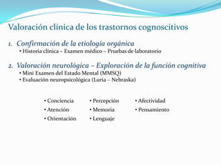 Diagnóstico DiferencialTrastorno Cognoscitivo Demencia – T. amnésico