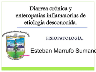 Diarrea crónica y
enteropatías inflamatorias de
etiología desconocida.
Esteban Marrufo Sumano
FISIOPATOLOGÍA.
 