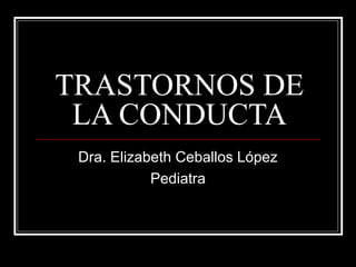 TRASTORNOS DE
LA CONDUCTA
Dra. Elizabeth Ceballos López
Pediatra
 