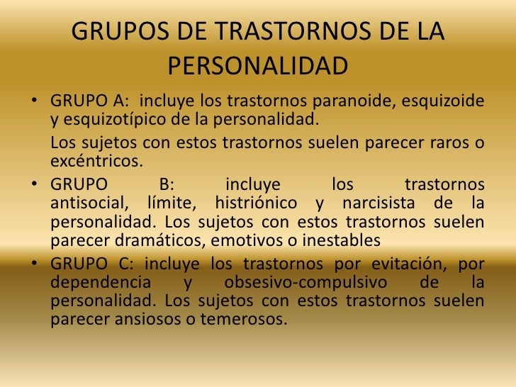 Trastornos de la personalidad