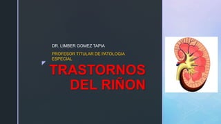 z
TRASTORNOS
DEL RIÑON
DR. LIMBER GOMEZ TAPIA
PROFESOR TITULAR DE PATOLOGIA
ESPECIAL
 
