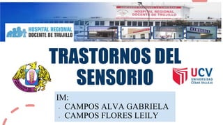 IM:
- CAMPOS ALVA GABRIELA
- CAMPOS FLORES LEILY
TRASTORNOS DEL
SENSORIO
 