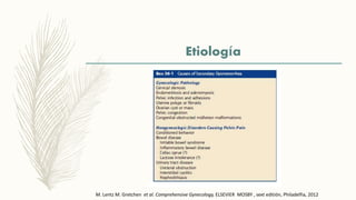 M. Lentz M. Gretchen et al. Comprehensive Gynecology, ELSEVIER MOSBY , sext editión, Philadelfia, 2012
Etiología
 