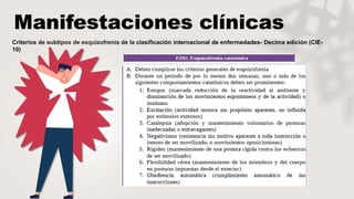 Criterios de subtipos de esquizofrenia de la clasificación internacional de enfermedades- Decima edición (CIE-
10)
 