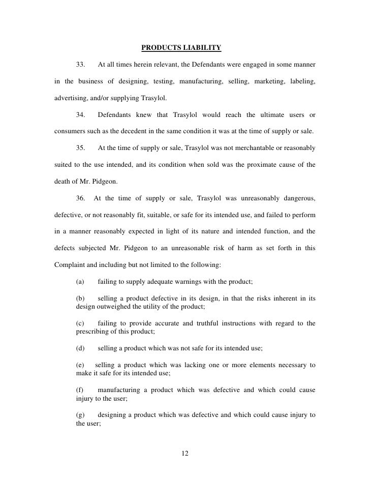 Trasylol Wrongful Death Complaint