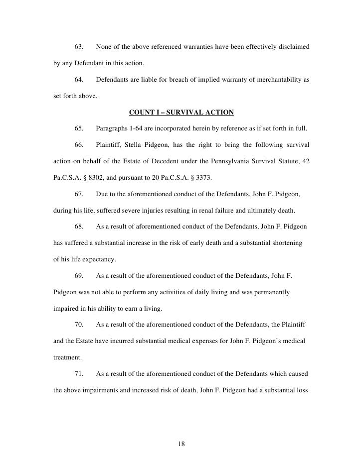 Trasylol Wrongful Death Complaint