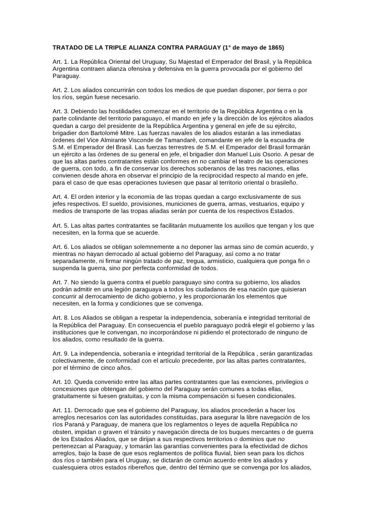 Tratado de la triple alianza contra paraguay