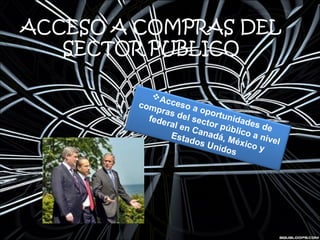 ACCESO A COMPRAS DEL
SECTOR PUBLICO
Acceso a oportunidades de
compras del sector público a nivel
federal en Canadá, México y
Estados Unidos
 