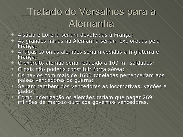 Aponte Os Termos Do Tratado De Versalhes