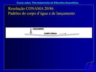 Curso sobre Pós-tratamento de Efluentes Anaeróbios
Resolução CONAMA 20/86
Padrões do corpo d’água e de lançamento
 