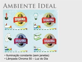 Ambiente Ideal




• Iluminação constante (sem janelas)
• Lâmpada Chroma 50 – Luz do Dia
 