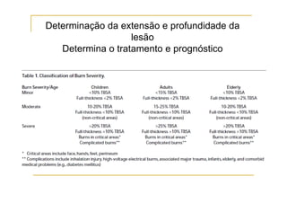 Determinação da extensão e profundidade da
                   lesão
   Determina o tratamento e prognóstico
 