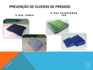 PREVENÇÃO DE ÚLCERAS DE PRESSÃO
O Q U E T E M O S
O Q U E D E V E R Í A M O S
T E R
36
 