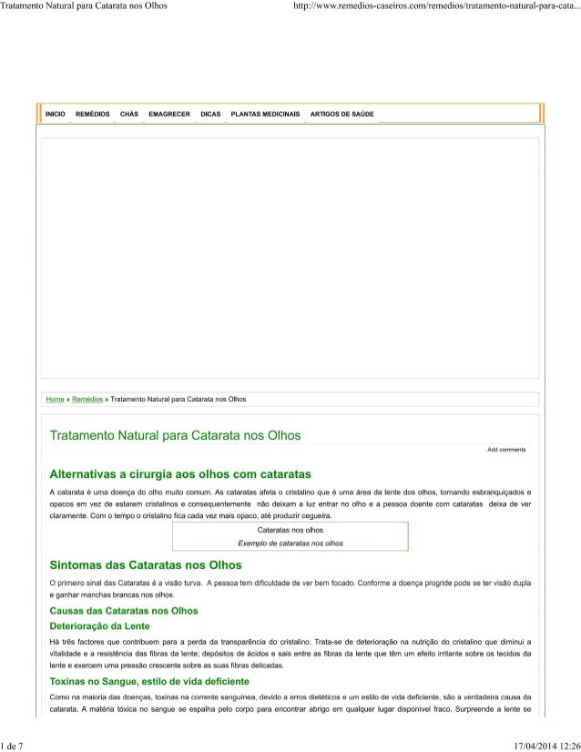 Tratamento Natural para Catarata nos Olhos http: //www. remedios-caseiros. com/ remedios/ tratamento-natural-para-cata. .....