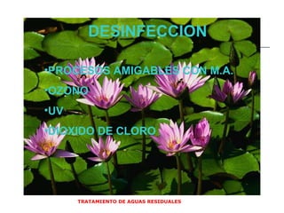 TRATAMIENTO DE AGUAS RESIDUALES  DESINFECCION PROCESOS AMIGABLES CON M.A. OZONO UV DIOXIDO DE CLORO 