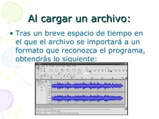 Al cargar un archivo: Tras un breve espacio de tiempo en el que el archivo se importará a un formato que reconozca el programa, obtendrás lo siguiente: 
