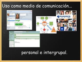 Uso como medio de comunicación...   personal e intergrupal. 