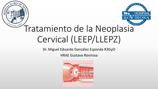 Tratamiento de la Neoplasia
Cervical (LEEP/LLEPZ)
Dr. Miguel Eduardo González Esponda R3GyO
HRAE Gustavo Rovirosa
 