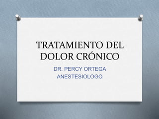 TRATAMIENTO DEL
DOLOR CRÓNICO
DR. PERCY ORTEGA
ANESTESIOLOGO
 