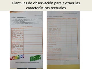 Plantillas de observación para extraer las
características textuales
 